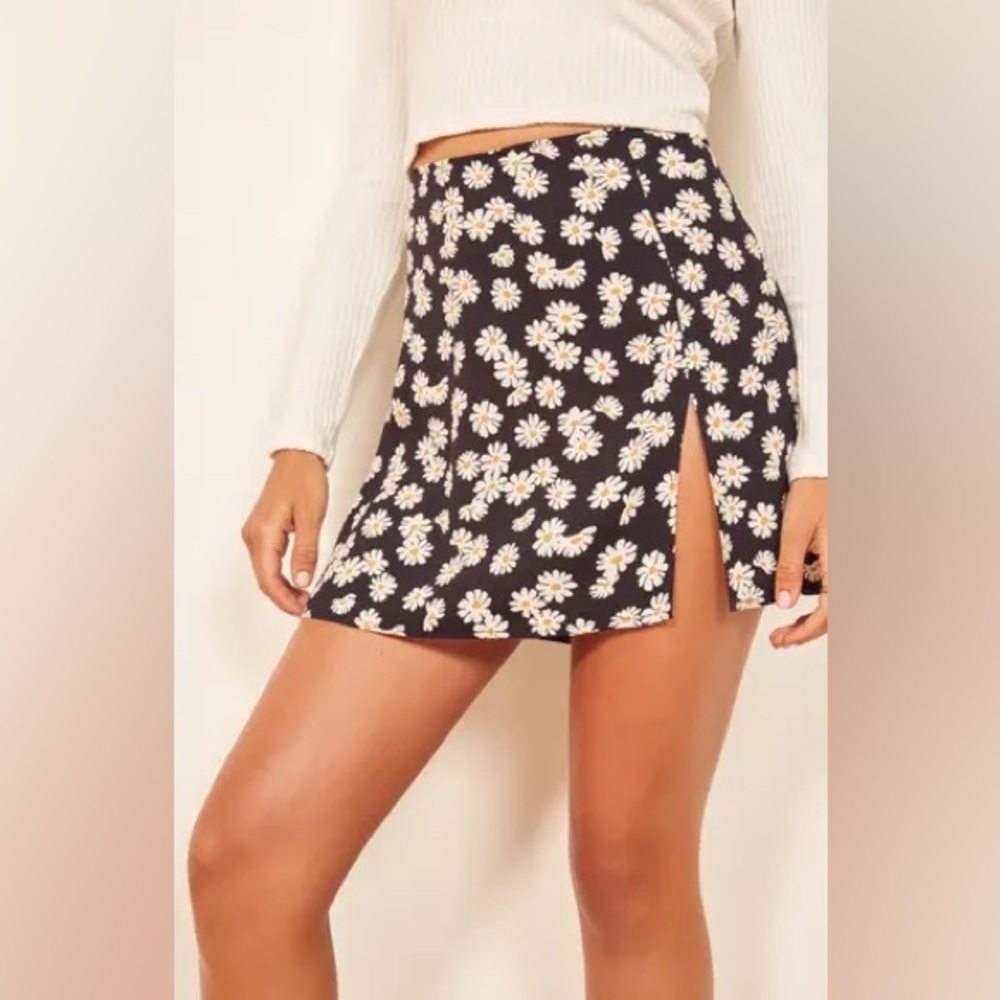 New! Reformation Margot Mini Floral Skirt with Slit in Daisy Chain 🌼 sz 8 - Picture 10 of 14